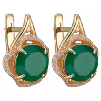 Серебряные серьги с хризопразами и фианитами