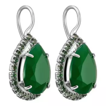 Серебряные серьги с хризопразами и празиолитами