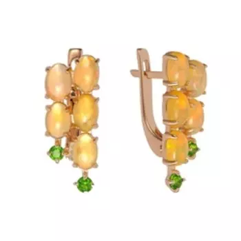 Серебряные серьги с хромдиопсидами