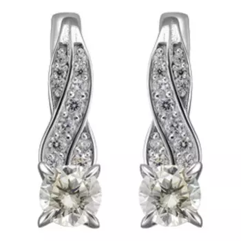 Серебряные серьги с имитацией бриллианта и фианитами