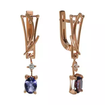 Серебряные серьги с иолитами и фианитами