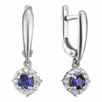 Серебряные серьги с иолитами и фианитами