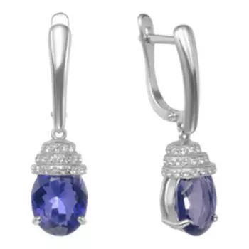 Серебряные серьги с иолитами и топазами