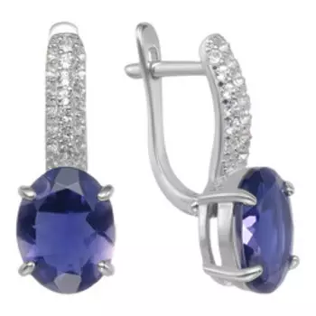 Серебряные серьги с иолитами и топазами