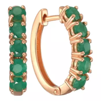 Серебряные серьги-конго с изумрудами