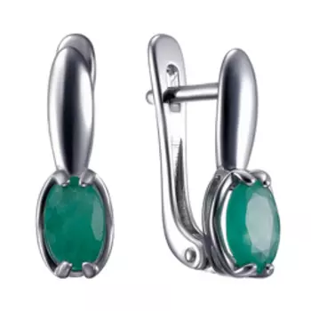 Серебряные серьги с изумрудами
