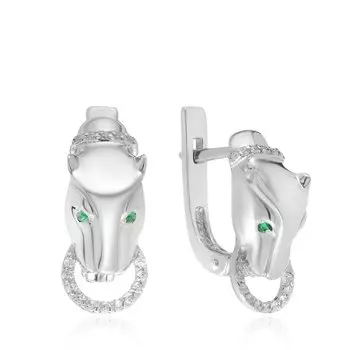 Серебряные серьги с изумрудами