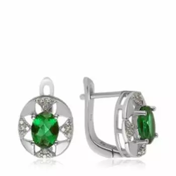 Серебряные серьги с изумрудами