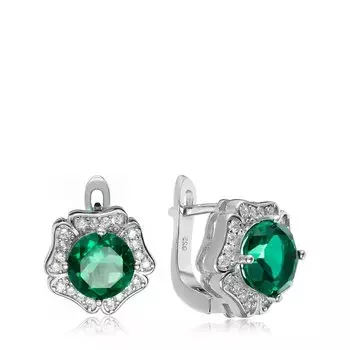 Серебряные серьги с изумрудами