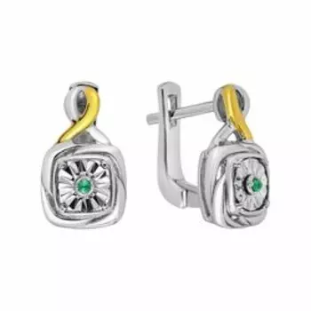 Серебряные серьги с изумрудами