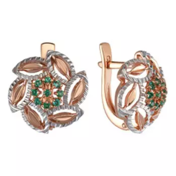 Серебряные серьги с изумрудами "Цветы"