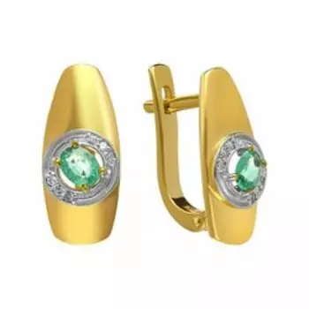 Серебряные серьги с изумрудами и бриллиантами