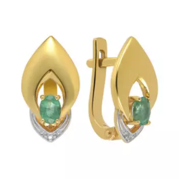 Серебряные серьги с изумрудами и бриллиантами