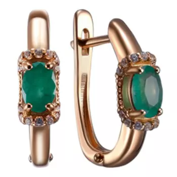 Серебряные серьги с изумрудами и фианитами