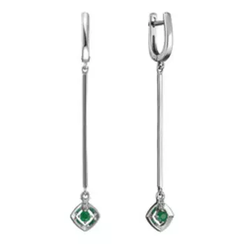Серебряные серьги с изумрудами и сапфирами