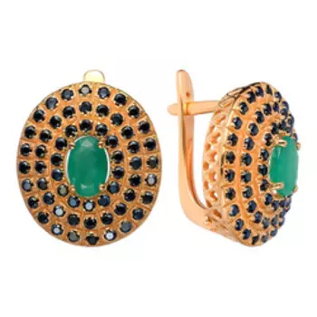 Серебряные серьги с изумрудами и шпинелью