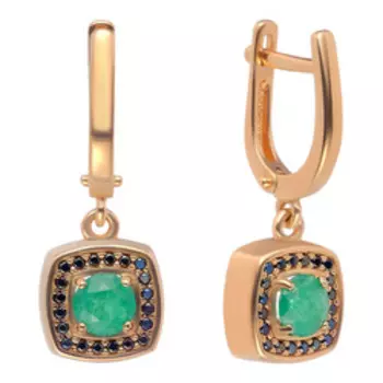 Серебряные серьги с изумрудами и шпинелью