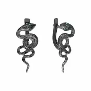 Серебряные серьги с изумрудами "Змеи"