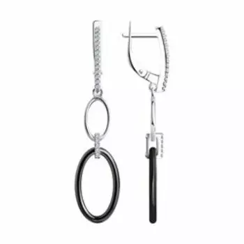 Серебряные серьги с керамикой и фианитами