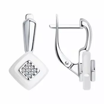 Серебряные серьги с керамикой и фианитами