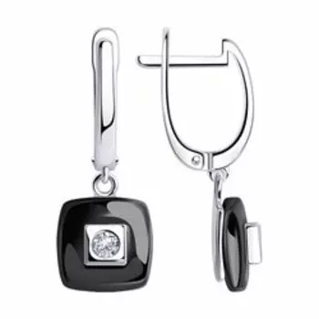 Серебряные серьги с керамикой и фианитами