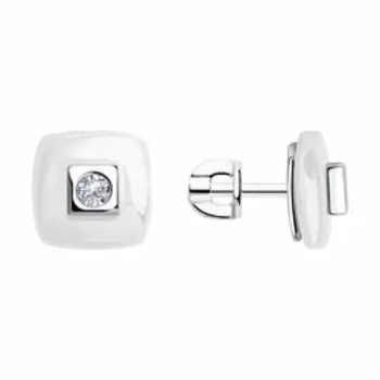 Серебряные серьги с керамикой и фианитами