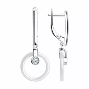 Серебряные серьги с керамикой и фианитами