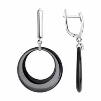 Серебряные серьги с керамикой и фианитами