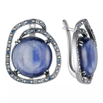 Серебряные серьги с кианитами и топазами