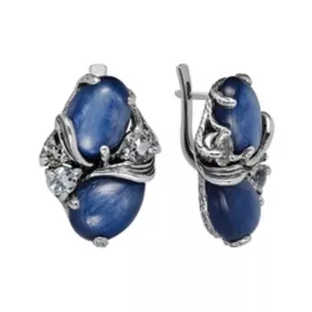 Серебряные серьги с кианитом