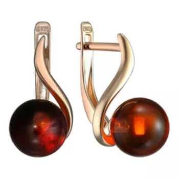 Серебряные серьги с коньячным янтарем