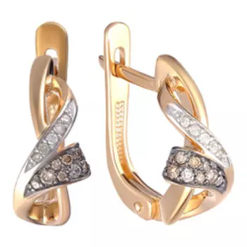 Серебряные серьги с коньячными бриллиантами