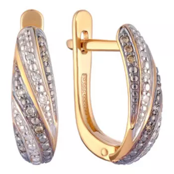 Серебряные серьги с коньячными и бесцветными бриллиантами