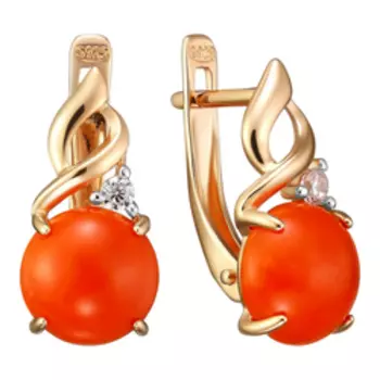 Серебряные серьги с кораллами и фианитами