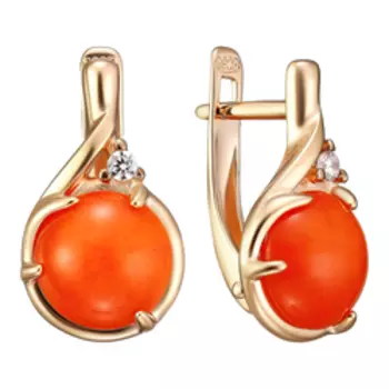 Серебряные серьги с кораллами и фианитами