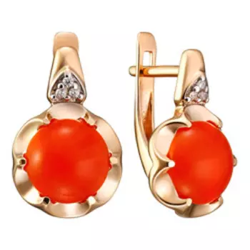 Серебряные серьги с кораллами и фианитами