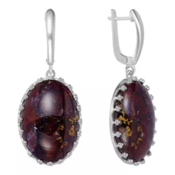 Серебряные серьги с коричневой яшмой