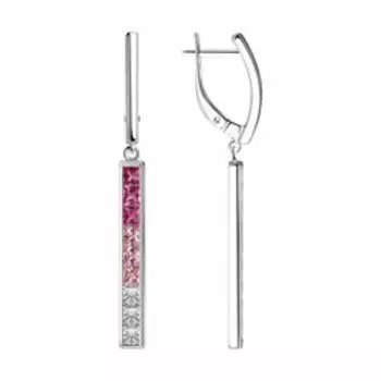 Серебряные серьги с корундами и фианитами