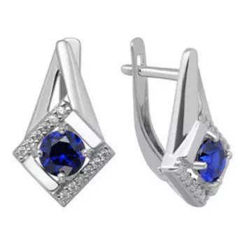 Серебряные серьги с корундами и фианитами