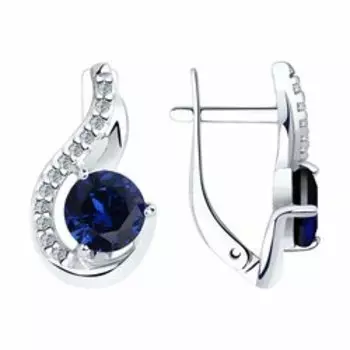 Серебряные серьги с корундами и фианитами