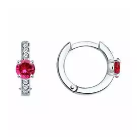 Серебряные серьги с корундами и фианитами