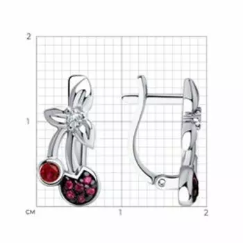 Серебряные серьги с корундами и фианитами