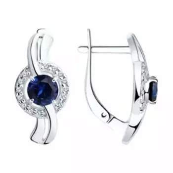 Серебряные серьги с корундами и фианитами