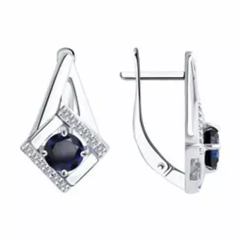 Серебряные серьги с корундами и фианитами