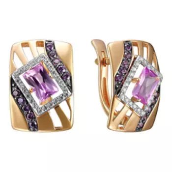 Серебряные серьги с корундами и фианитами