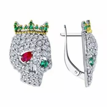 Серебряные серьги с корундами и фианитами