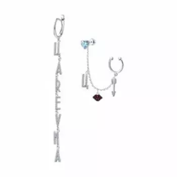 Серьги из серебра с корундами и фианитами