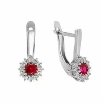 Серебряные серьги с корундами и фианитами