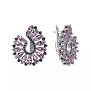 Серебряные серьги с корундами и шпинелью