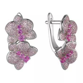 Серебряные серьги с корундами "Орхидеи"